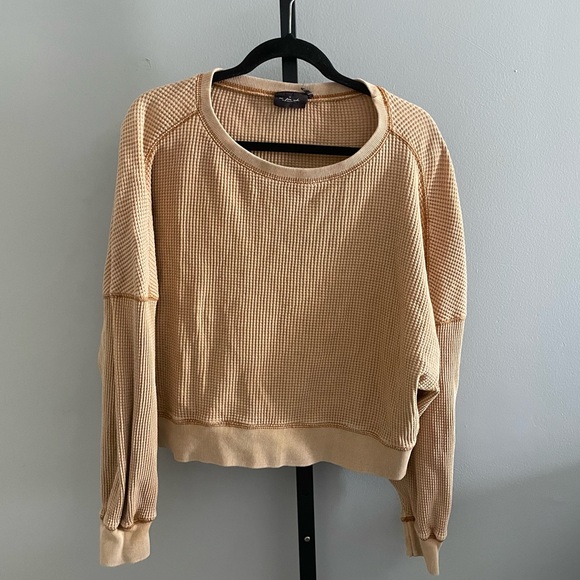 Urban Outfitters Out From Under Luciana Waffle Thermal Cropped Pullover Medium - Picture 2 of 5